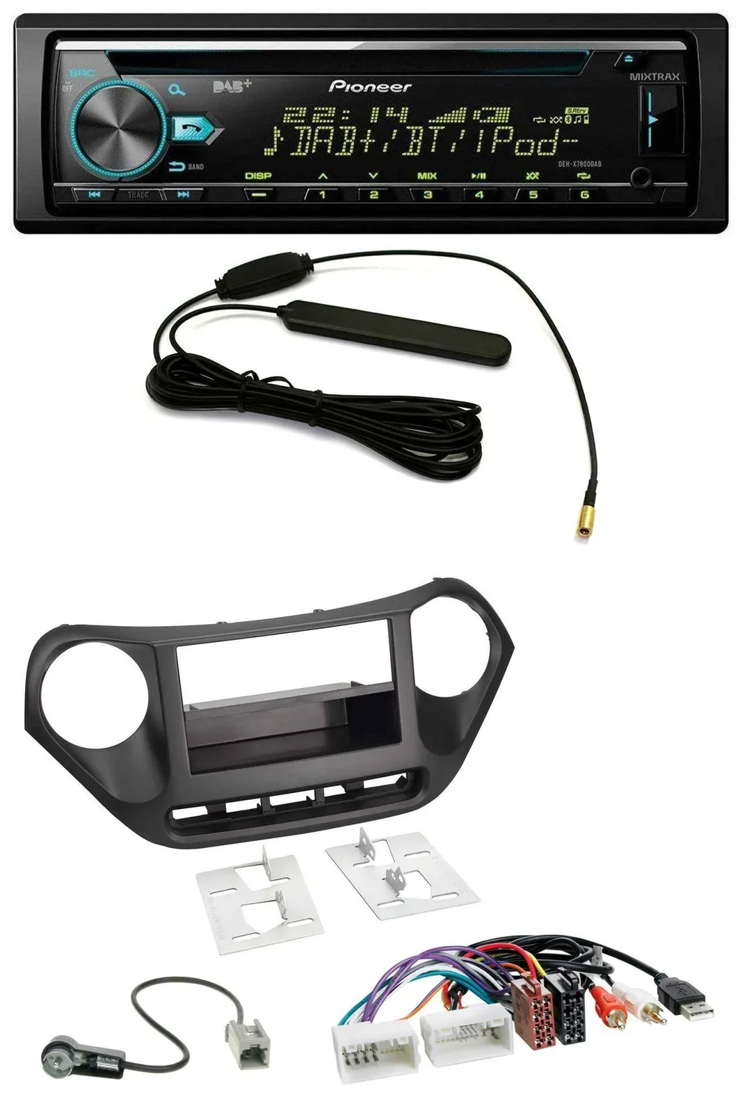 Pioneer CD MP3 AUX DAB USB Autoradio für Hyundai i10 (ab 2013) AUX USB