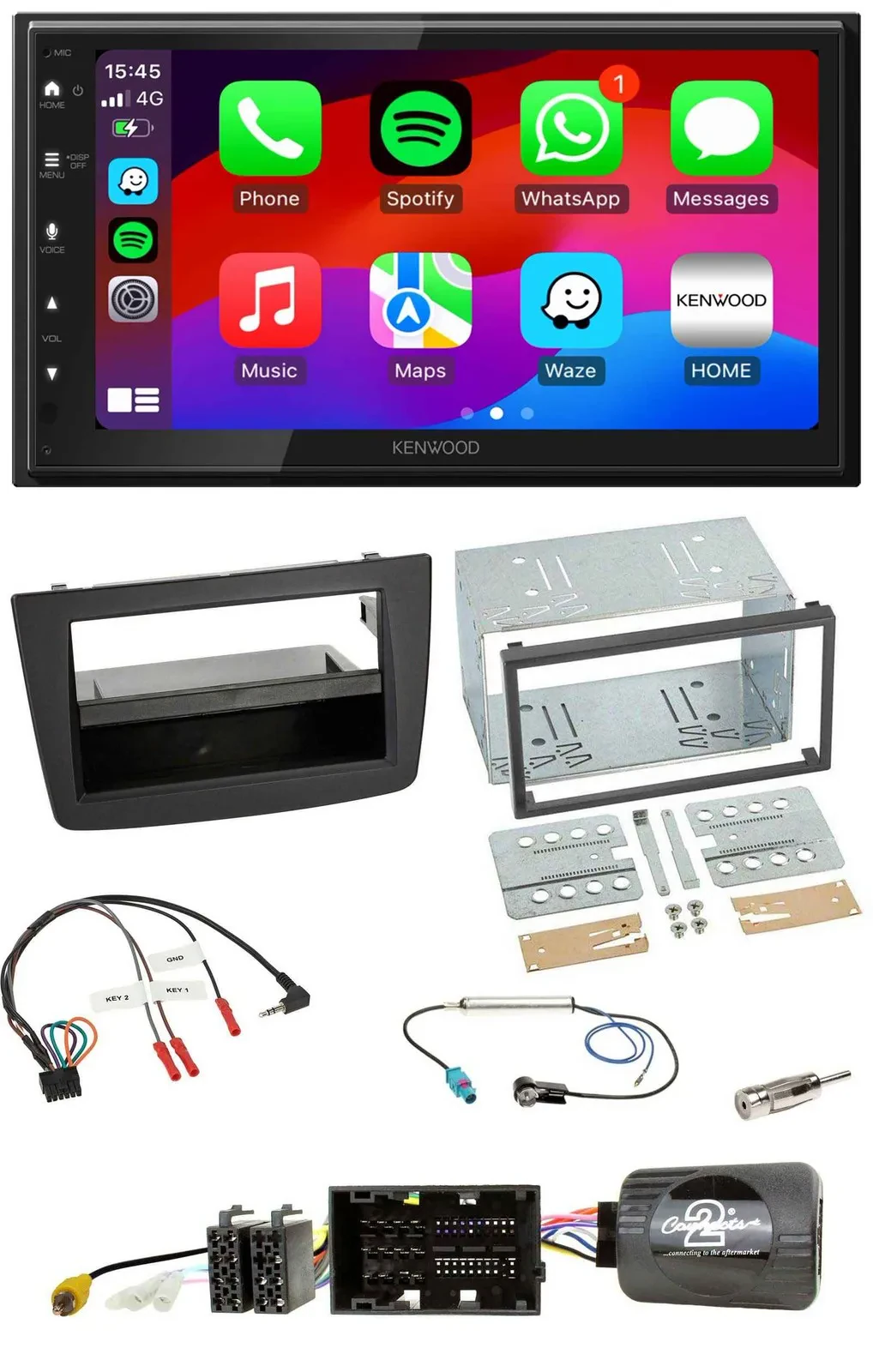Автомагнитола Kenwood 2DIN USB DAB Bluetooth, для Alfa Mito (2014–2018), черная