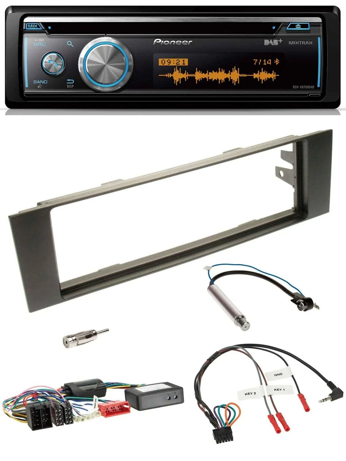Pioneer Lenkrad DAB USB CD Bluetooth Autoradio für Audi A3 03-06 Teilsystemadapt