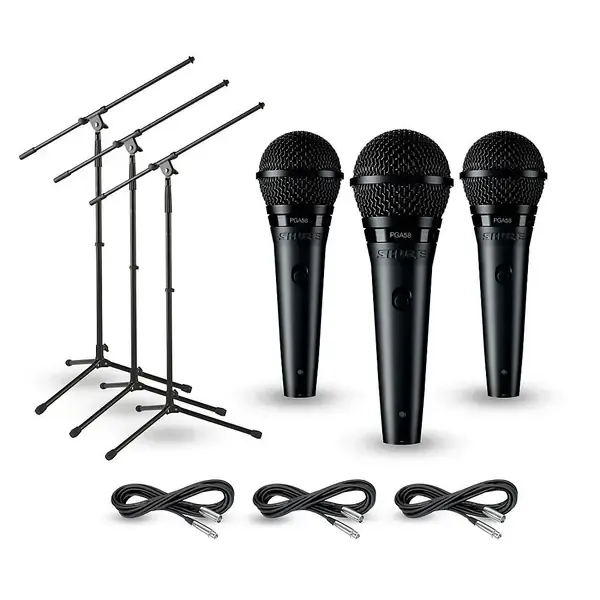 Вокальный микрофон Shure PGA58 3-Pack Mic and Stand Kit