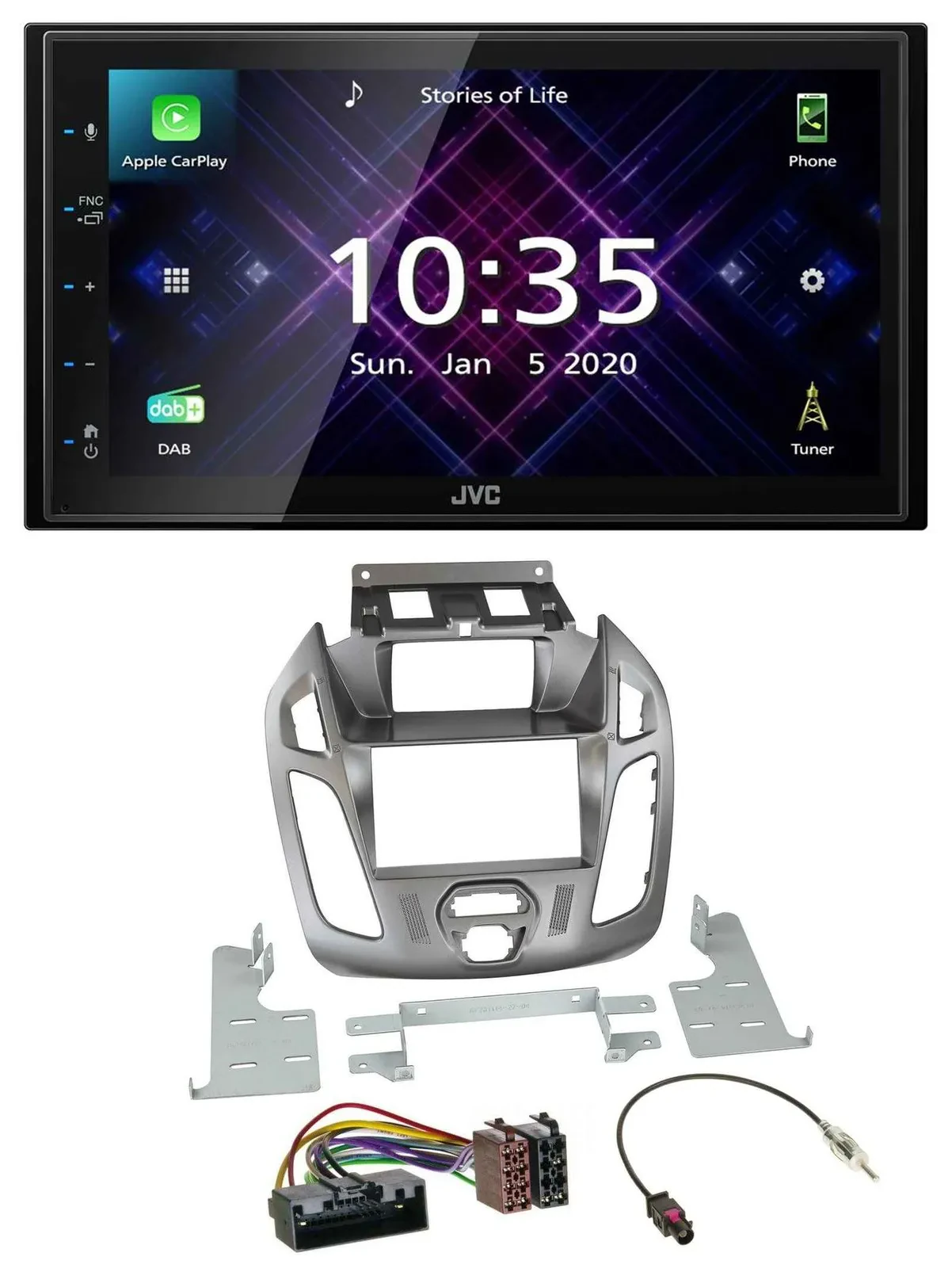 JVC DAB 2DIN MP3 Bluetooth USB Autoradio für Ford Transit 12-18 Display Connect