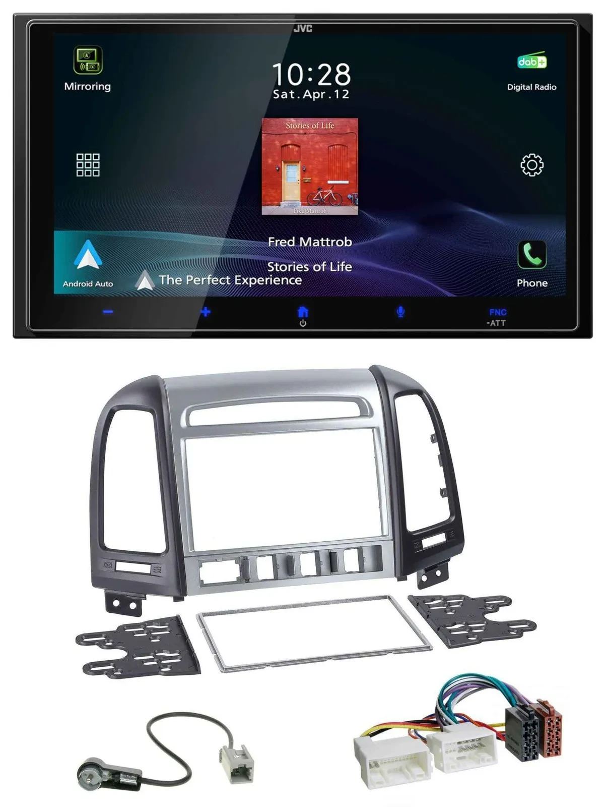 JVC USB Bluetooth 2DIN DAB MP3 Autoradio für Hyundai Santa Fe 4 Schalter ab 11