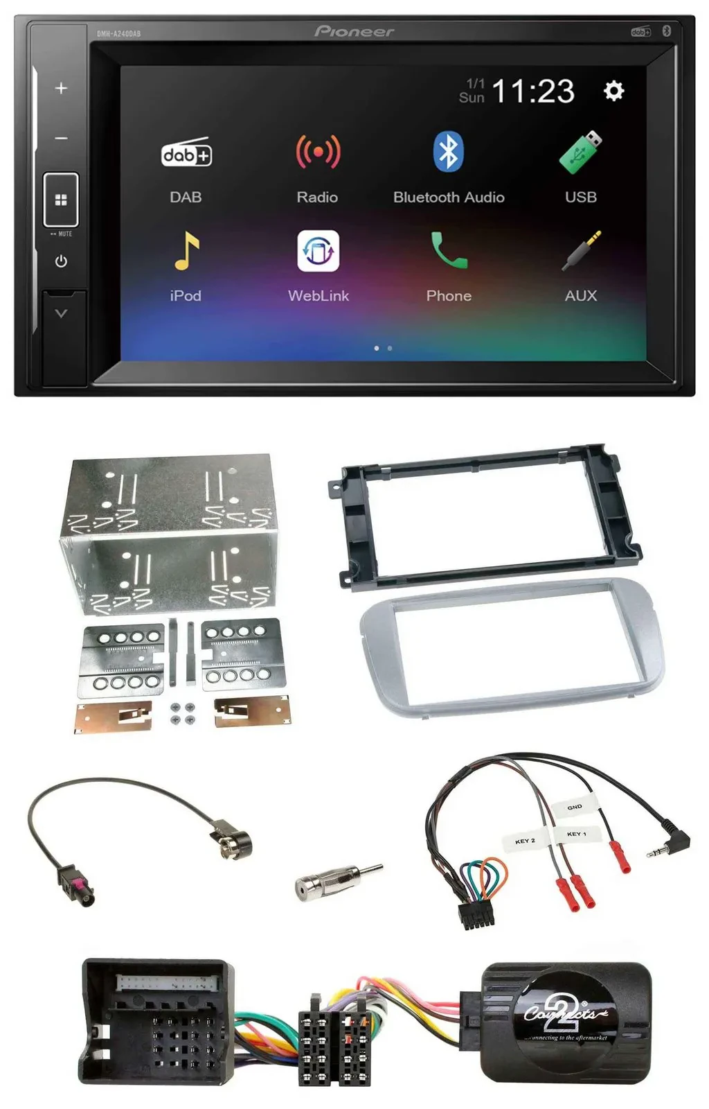 Pioneer DAB Lenkrad 2DIN Bluetooth USB Autoradio für Ford Galaxy C Max Focus Pro