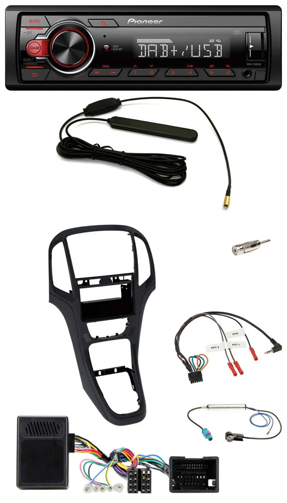 Автомагнитола Pioneer 1-DIN DAB USB MP3 для Opel Astra J (2009–2016), перламутровый черный