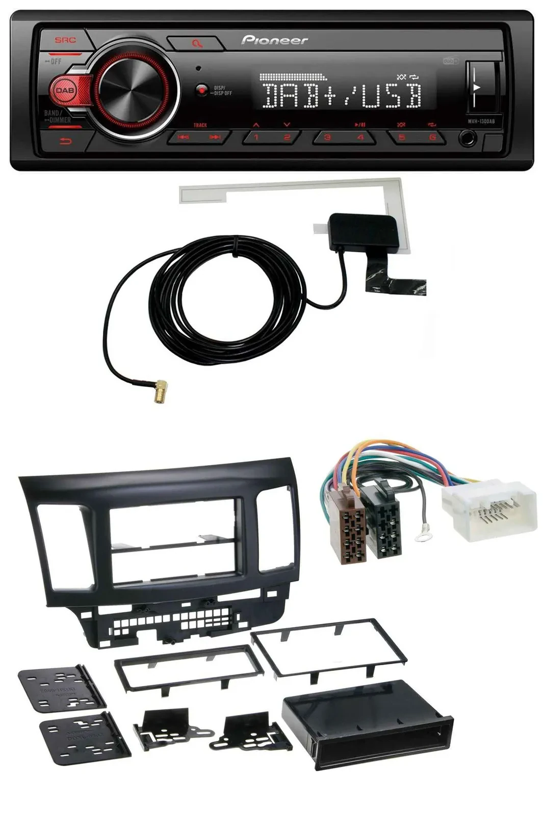 Pioneer 1DIN MP3 DAB USB AUX Autoradio für Mitsubishi Evo Lancer (ab 2008)