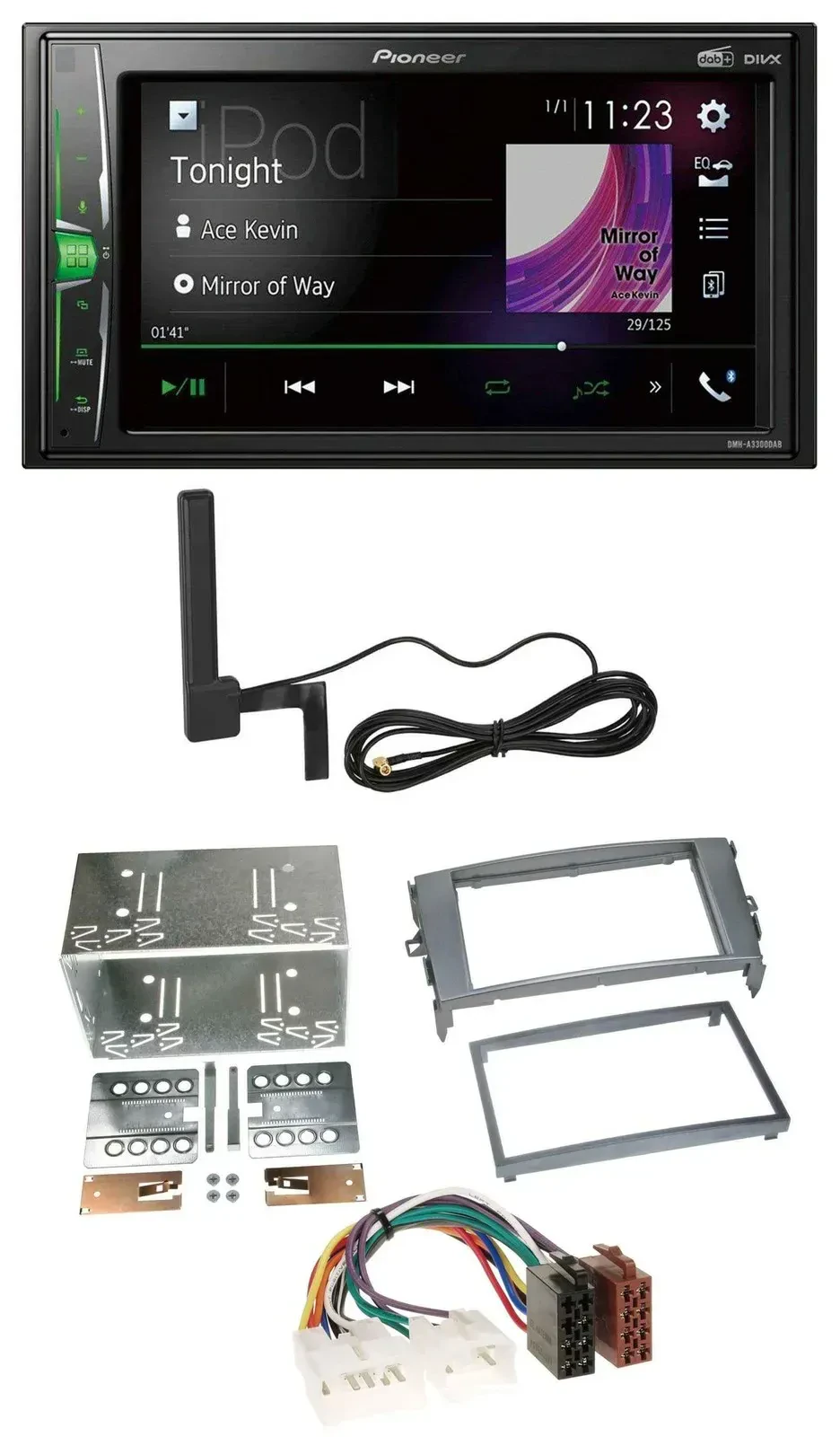 Автомагнитола Pioneer 2DIN, Bluetooth, DAB, MP3, AUX, для Toyota Auris (2007–2012), антрацит-серый