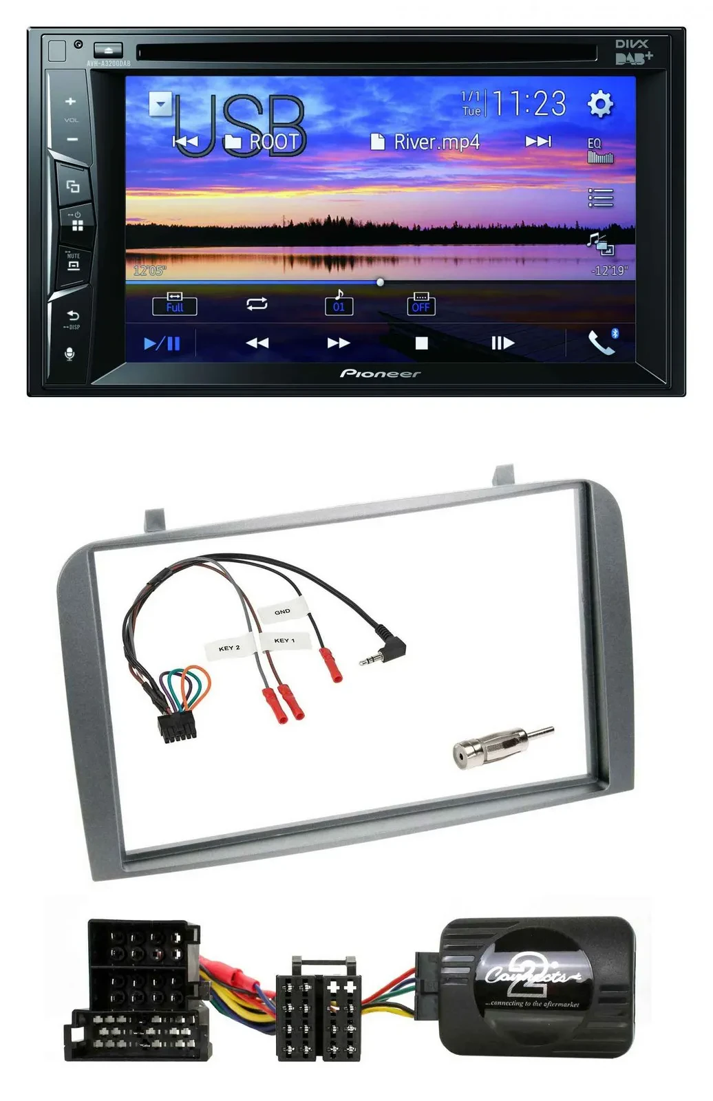 Автомагнитола Pioneer 2DIN Bluetooth USB DVD DAB для Alfa Romeo GT/147 (с 2000 г.)