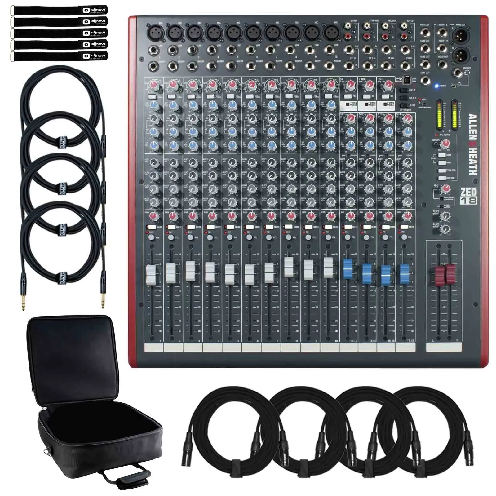 Allen & Heath ZED-18 Multipurpose USB Mixer for Live Sound & Recording w Case