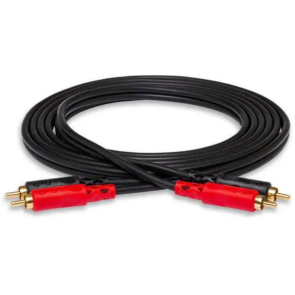 Hosa 3.3'/1m 2 RCA Male to 2 RCA Male Stereo Interconnect Cable, Gold Contacts