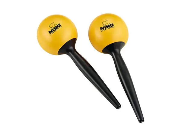 NINO582Y Маракасы пластиковые, круглые на ручке, желтые, Nino Percussion