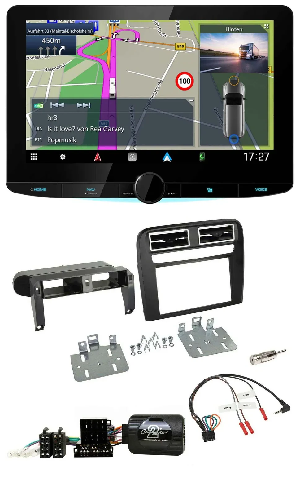 Kenwood Bluetooth DAB TMC 2DIN Lenkrad USB Navigation für Fiat Grande Punto 06-0