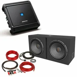JBL Stage 1200D Dual 12" Ported Subwoofer Enclosure w/ Amplifier & 4 AWG Amp Kit