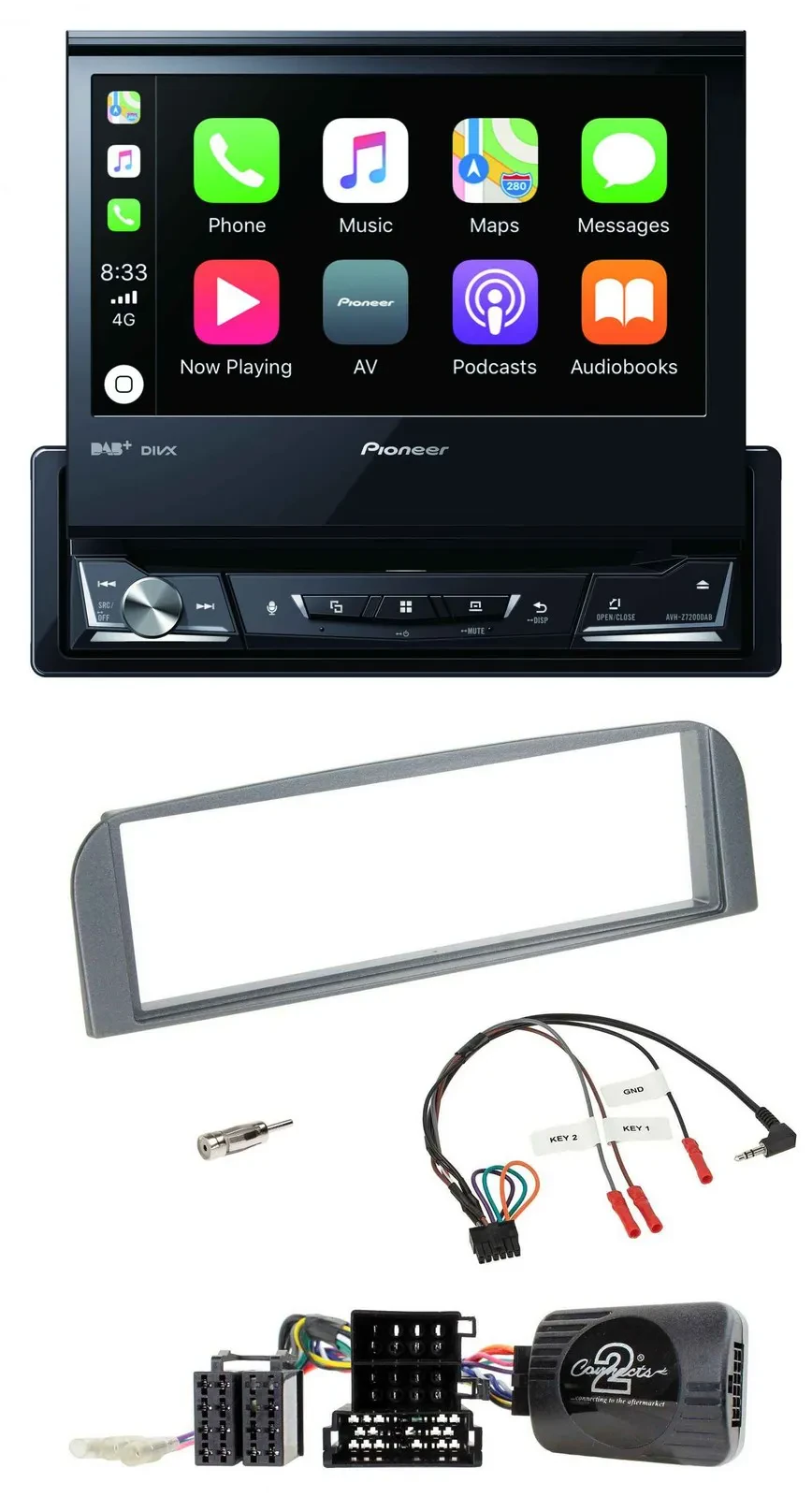 Pioneer DVD Bluetooth DAB USB Lenkrad Autoradio für Alfa 147 GT 2007-2010 anthra