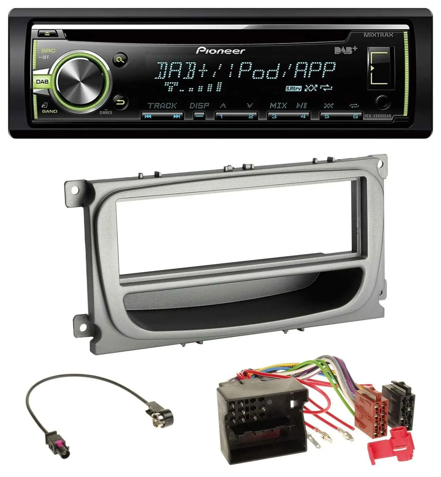 Автомагнитола Pioneer DAB, CD, USB, AUX для Ford Mondeo и S‑Max (2007–2014), серебристая