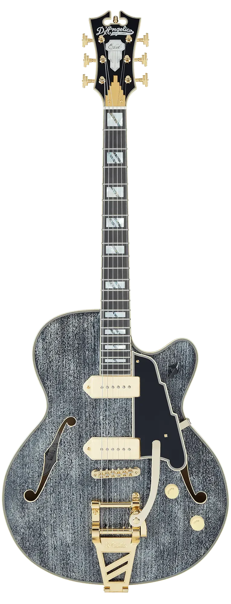 Электрогитара полуакустическая D'Angelico Excel 59 Hollow-body Duncan P-90's Shield Tremolo Black Dog