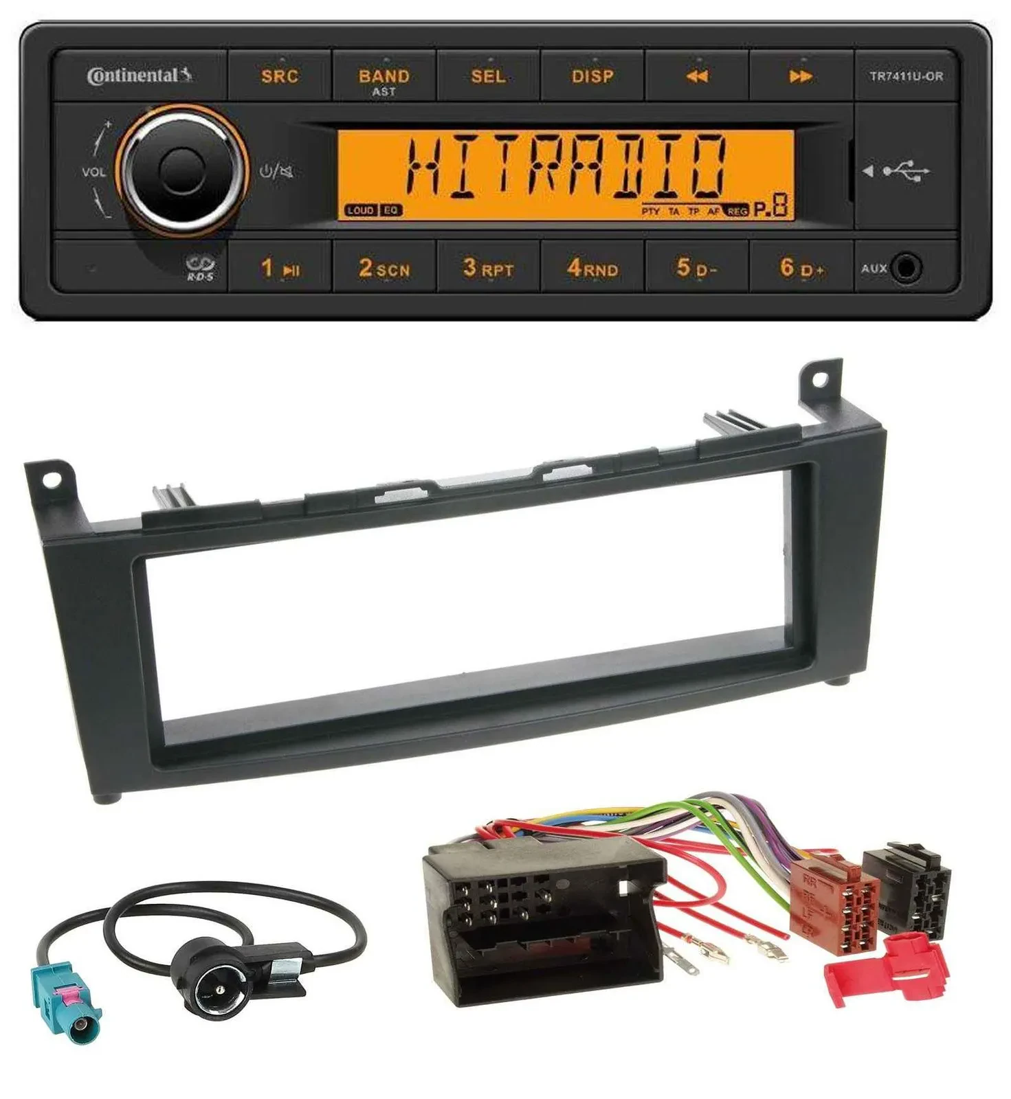 Continental 1DIN USB AUX MP3 Autoradio für Mercedes C-Klasse W204 ab 2007