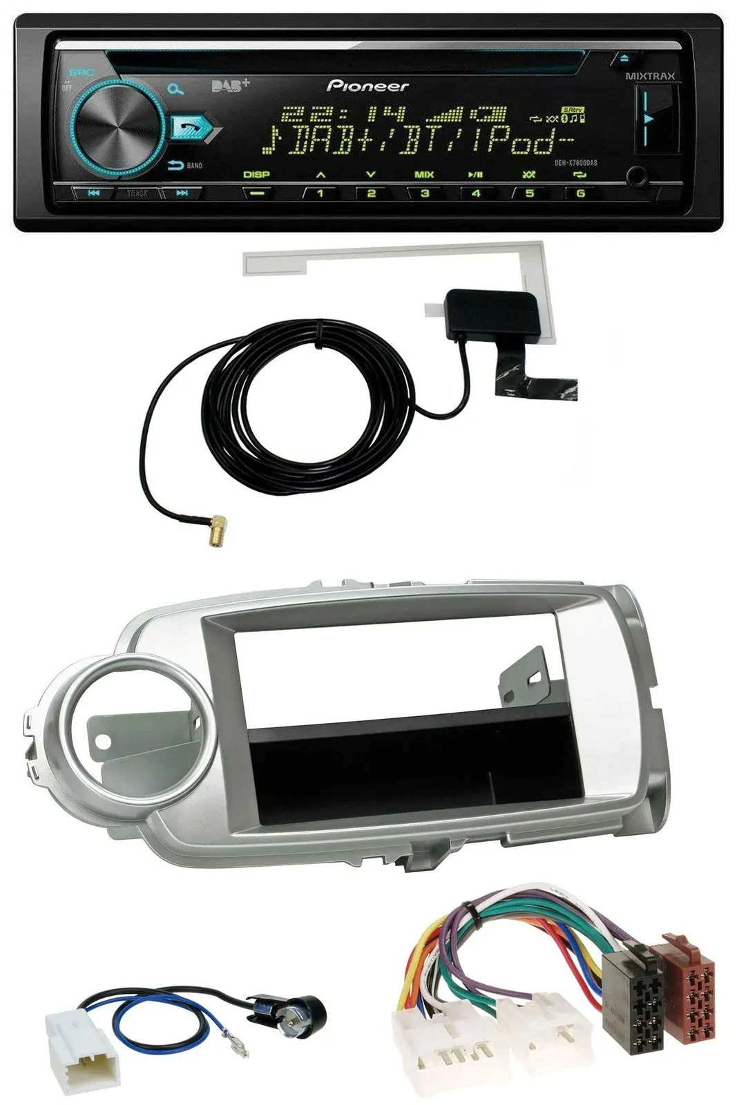 Pioneer MP3 AUX CD USB DAB Autoradio für Toyota Yaris (11-14) - silber