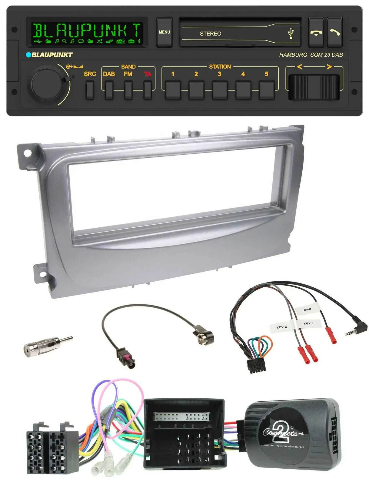 Blaupunkt USB DAB Bluetooth Lenkrad Autoradio für Ford Galaxy C-Max Focus Can-Bu