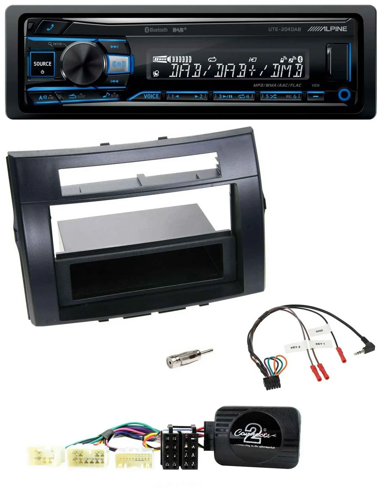 Alpine USB Bluetooth DAB Lenkrad Autoradio für Toyota Corolla Verso 04-07 schwar