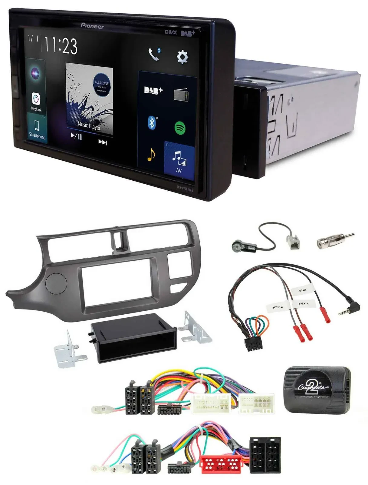 Автомагнитола Pioneer DAB Bluetooth USB для Kia Rio UB 2011–2015 антрацит