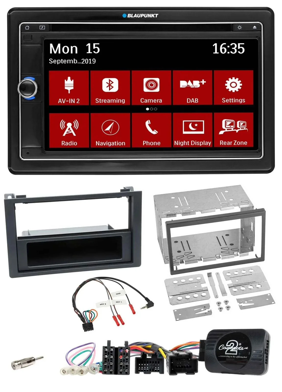 Blaupunkt Lenkrad DAB TMC 2DIN USB Bluetooth Navigation für Saab 9-3 2008-2012