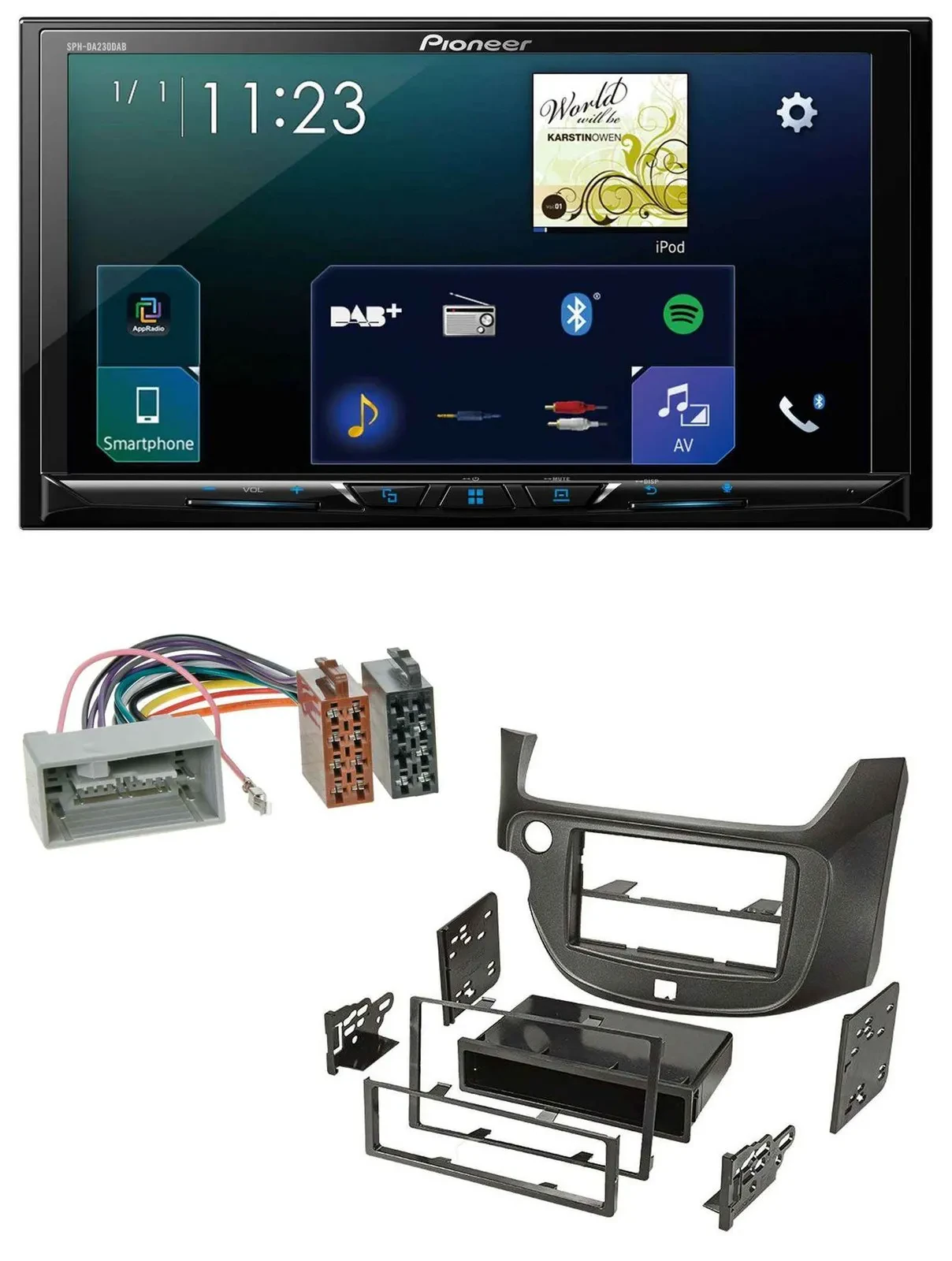 Pioneer MP3 Bluetooth USB 2DIN DAB Autoradio für Honda Jazz ab 09 dunkelgrau