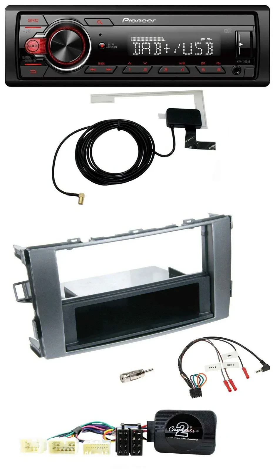 Автомагнитола Pioneer 1-DIN, MP3, DAB, USB, совместимая с кнопками на руле, для Toyota Avensis T25 (с 2003)