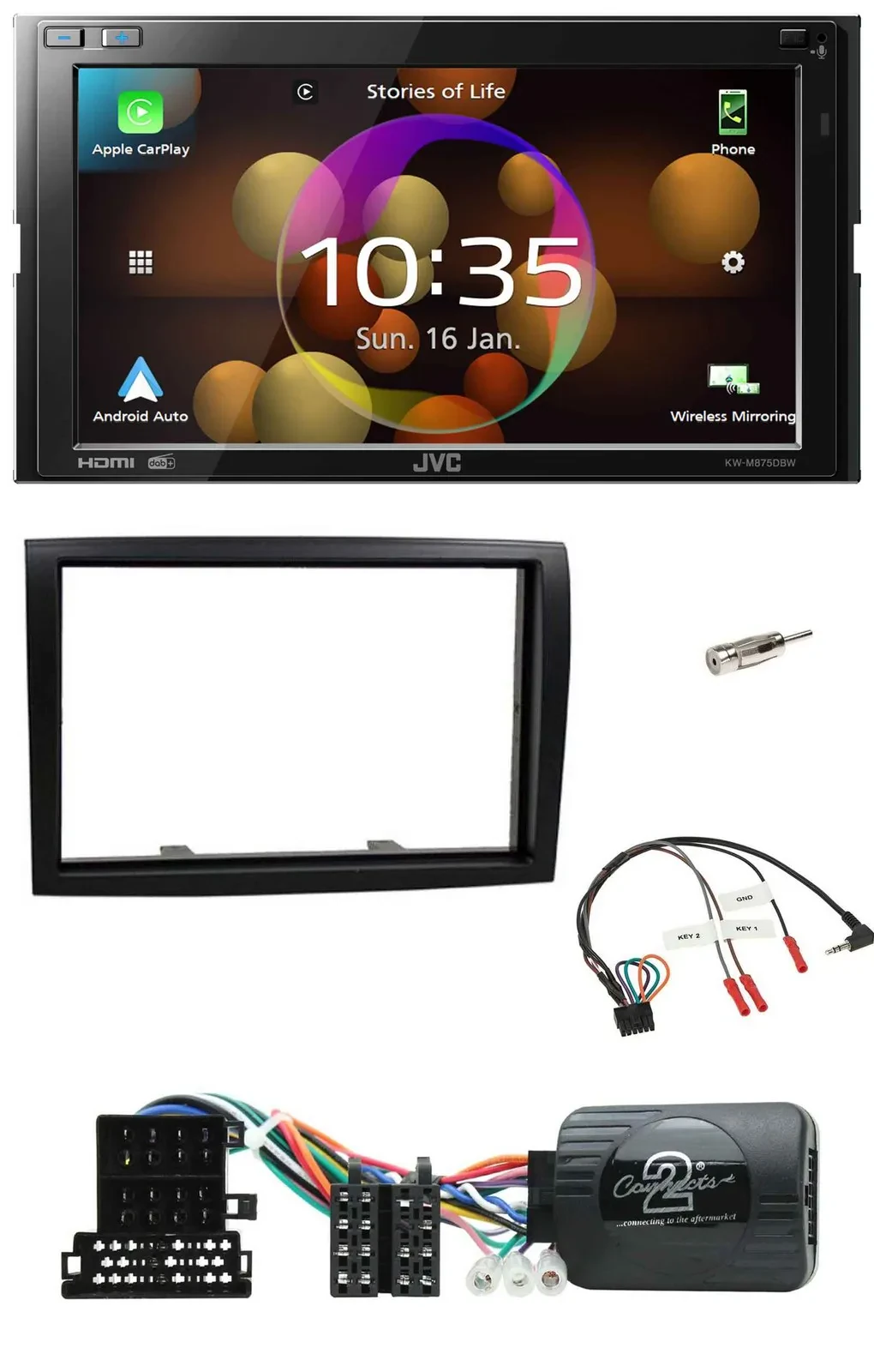 JVC DAB Lenkrad 2DIN Bluetooth USB Autoradio für Citroen Jumper 2008-2011