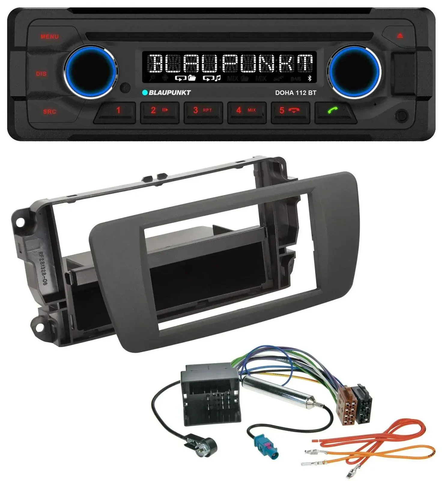 Blaupunkt AUX MP3 CD Bluetooth USB Autoradio für Seat Ibiza (ab 12) - tuam grey