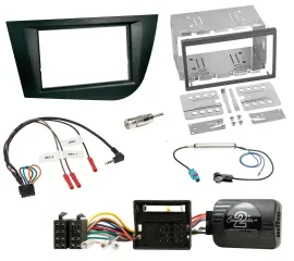 Einbauset Lenkradadapter Doppel DIN Autoradio für Seat Leon 2005-2009 schwarz