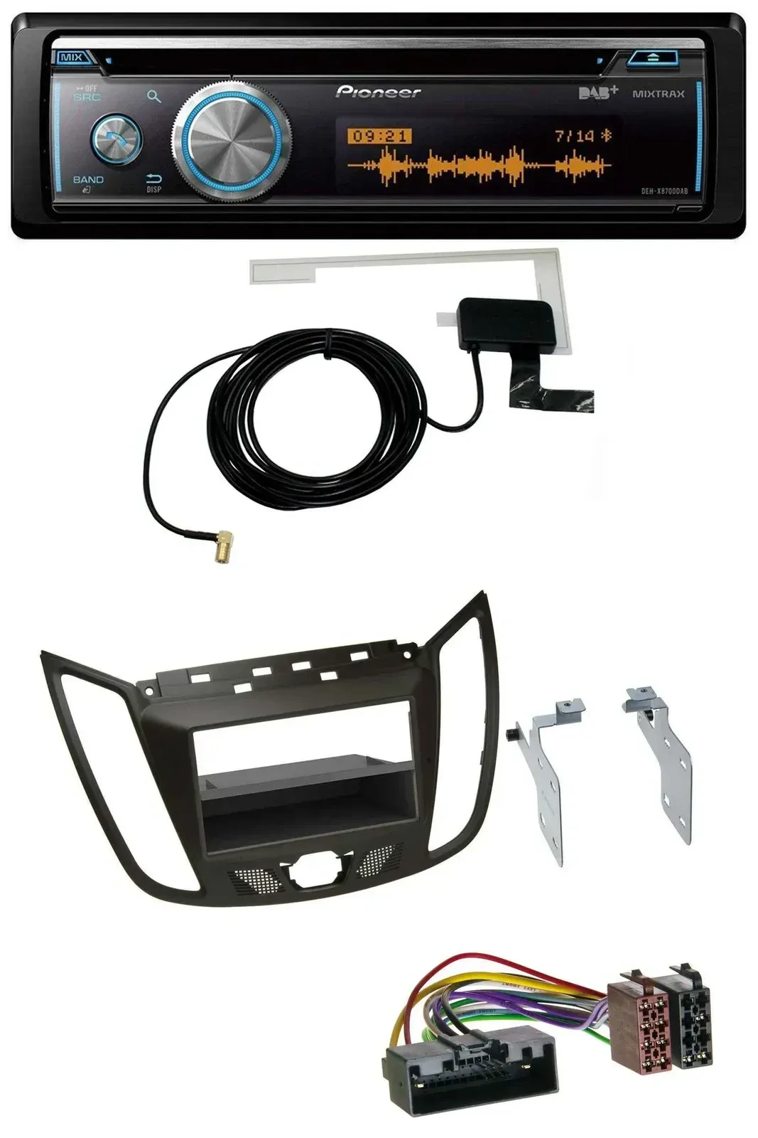 Автомагнитола для Ford C-Max/Kuga Pioneer Bluetooth, DAB, MP3, USB, CD, тёмно-коричневый