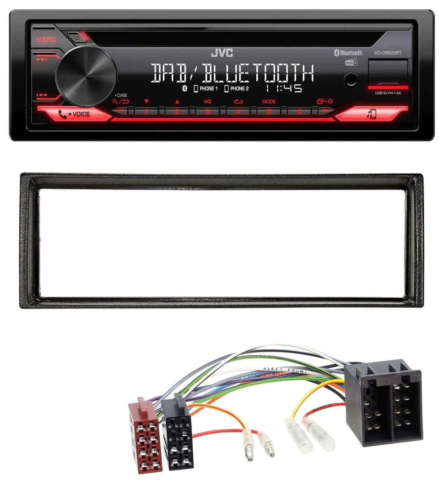JVC CD DAB USB Bluetooth MP3 Autoradio für VW Golf 2 83-92 Jetta II 84-92 T4 90-