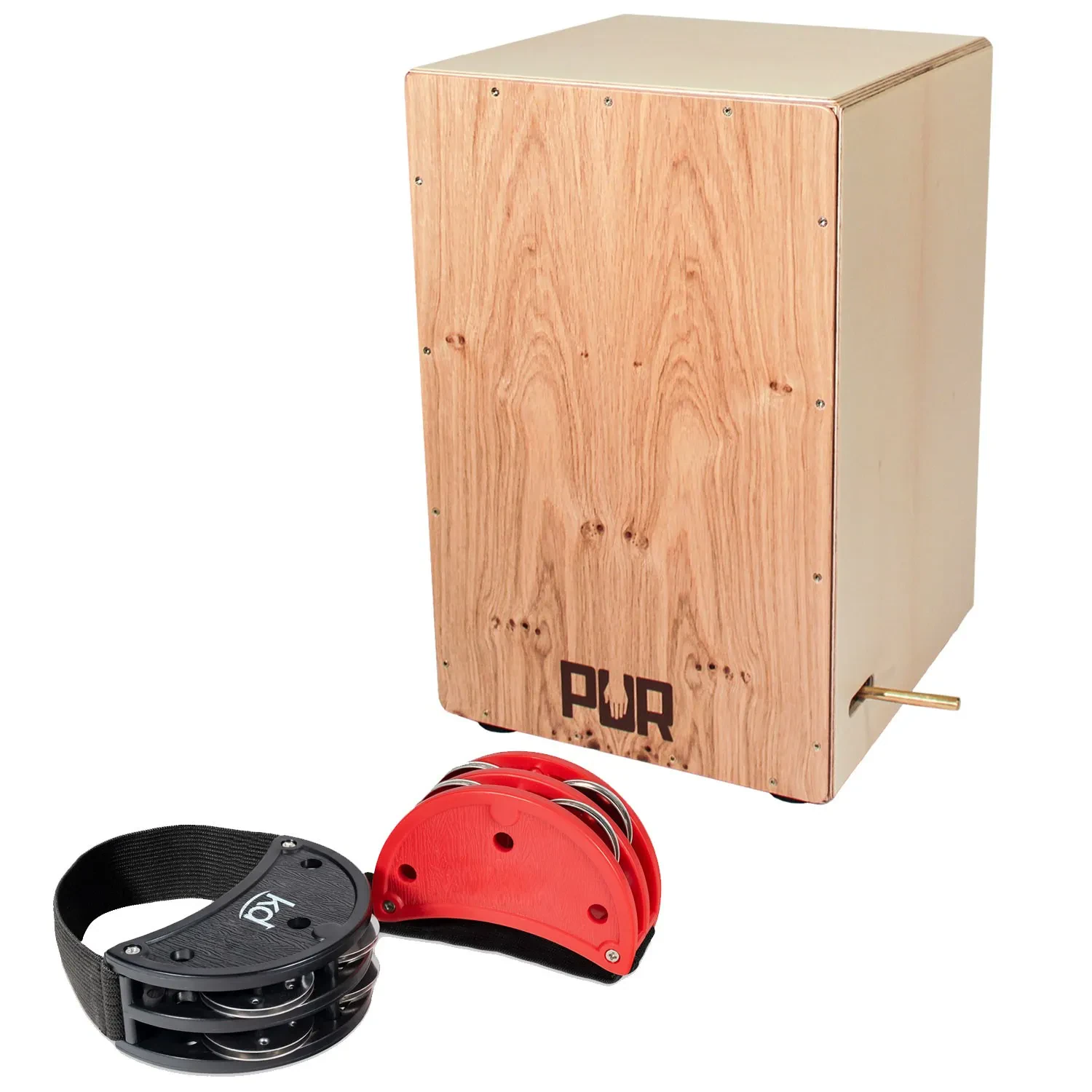 Pur PC1399 Cajon Vision Pro Ast Eiche mit keepdrum Fußtambourin-Set