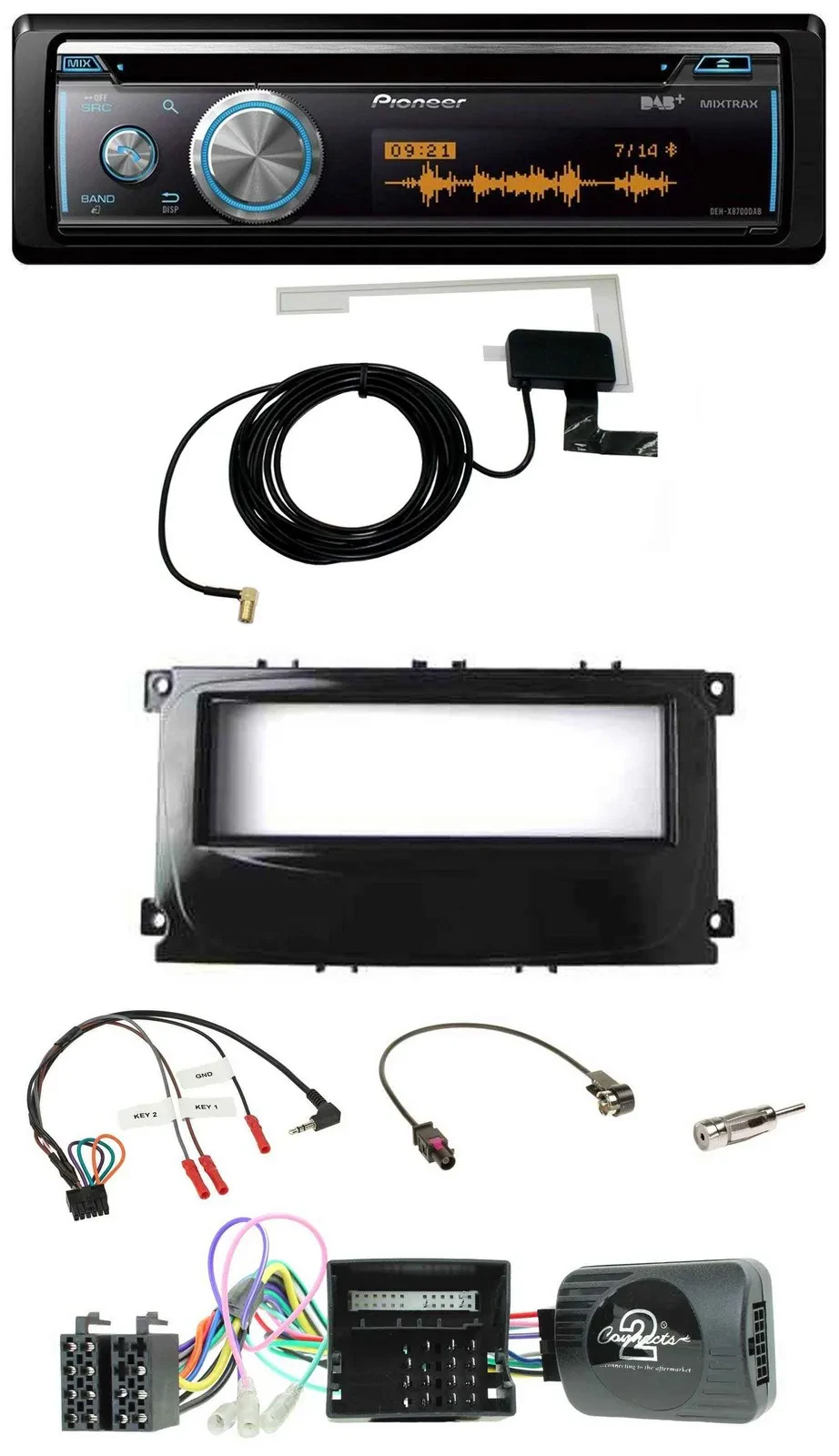 Pioneer Bluetooth DAB Lenkrad USB CD Autoradio für Ford Mondeo S-Max Can-Bus 07-