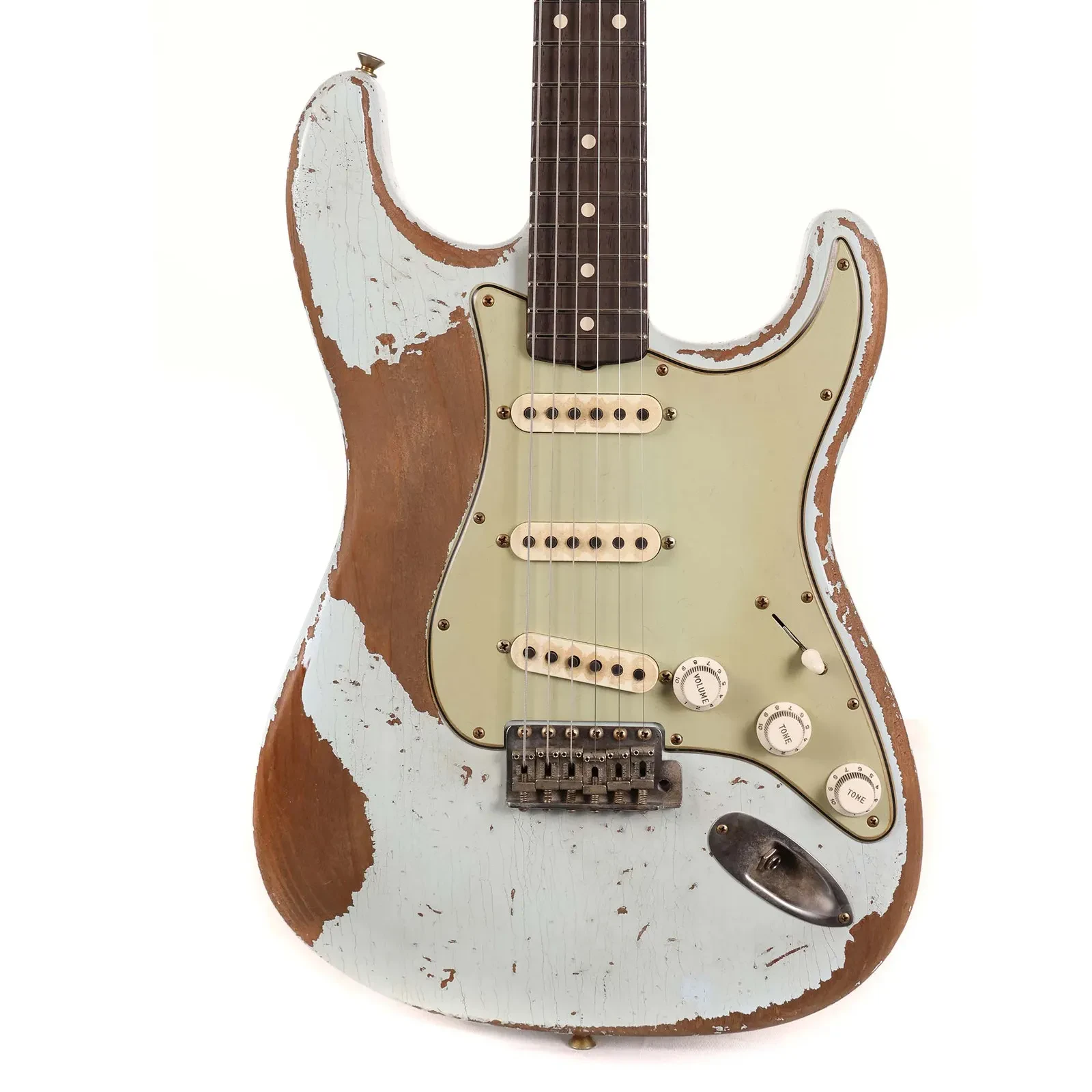 This incredible Stratocaster is a '63 Strat in Ultimate Relic Faded Sonic Blue