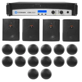 Crown CDi2000 2-Ch 800w 70V Commercial Amplifier+(4) Wall+(14) Ceiling Speakers