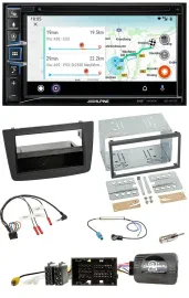Alpine Bluetooth TMC USB DAB 2DIN Lenkrad Navigation für Alfa Mito 14-18 schwarz