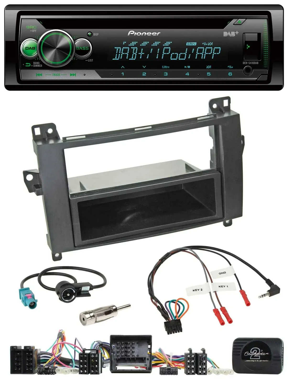 Автомагнитола Pioneer CD/USB/MP3 DAB, совместимая с управлением на руле, для Mercedes A‑Class W169 и B‑Class