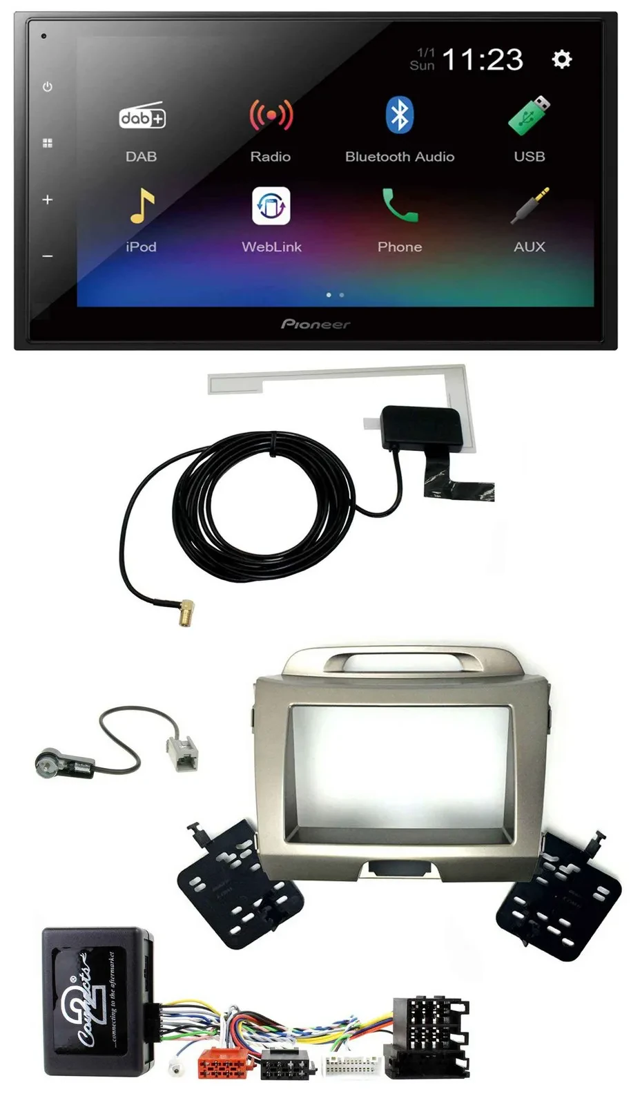 Автомагнитола Pioneer 2DIN DAB, Bluetooth, USB, навигация для Kia Sportage III (2010–2015)