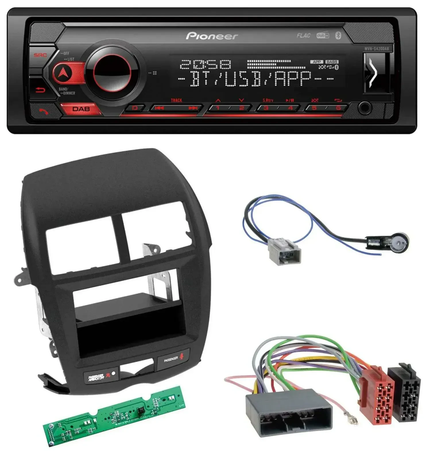 Pioneer MP3 USB DAB Bluetooth Autoradio für Mitsubishi ASX (2010-2014)