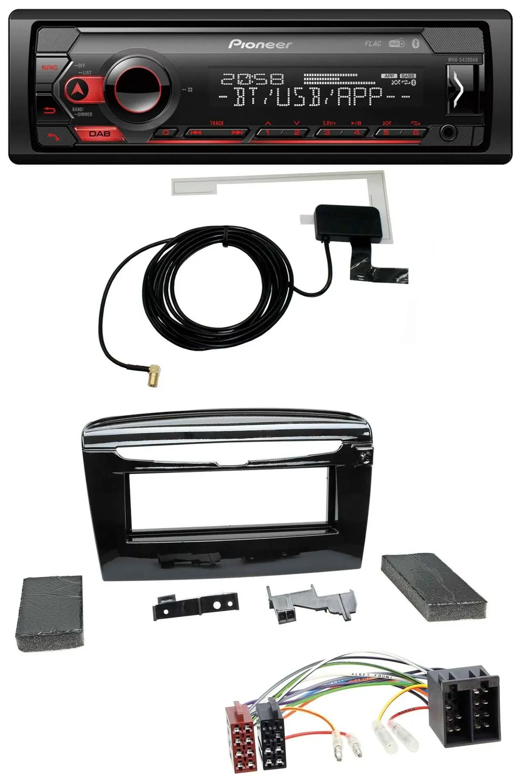 Автомагнитола для Lancia Y (с 2012) Pioneer DAB, USB, Bluetooth, MP3, черный (глянцевый)