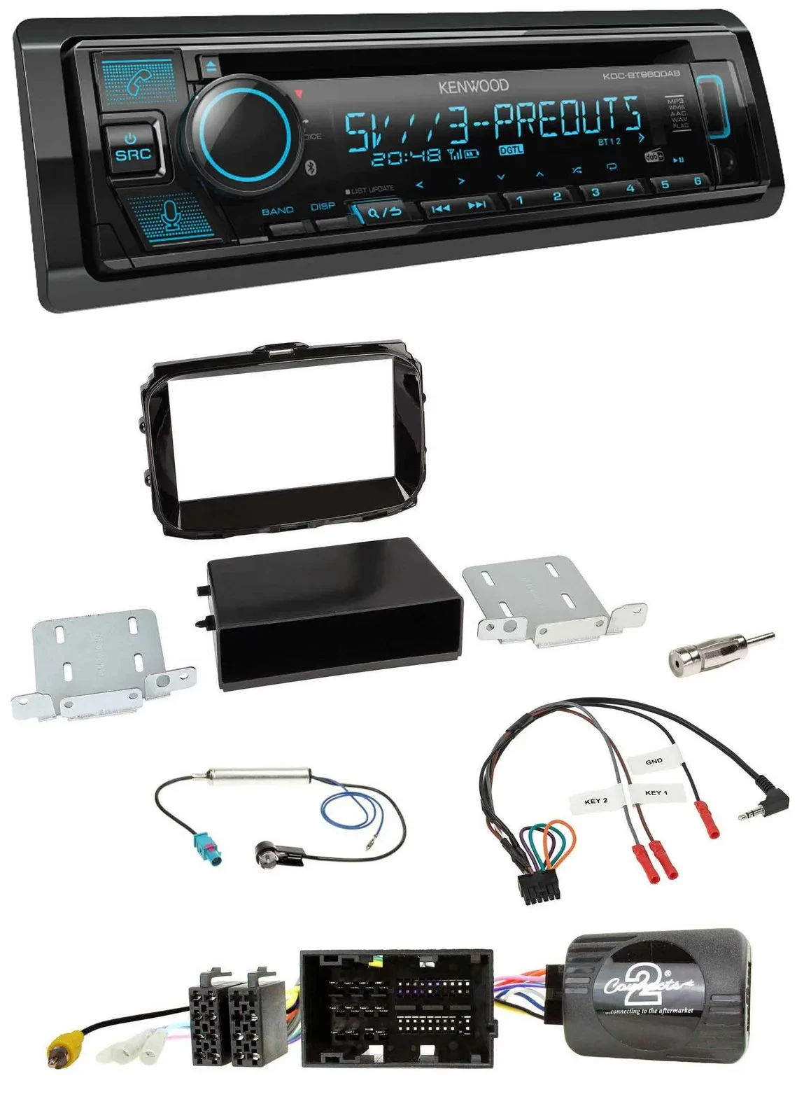 Автомагнитола Kenwood Bluetooth USB CD DAB для Alfa Romeo Giulietta (2013–2021) с поддержкой кнопок на руле