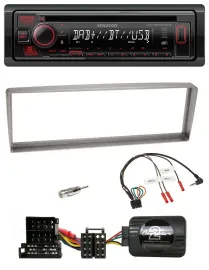 Kenwood Lenkrad CD USB Bluetooth DAB Autoradio für Alfa Romeo 156 ab 2003 silber