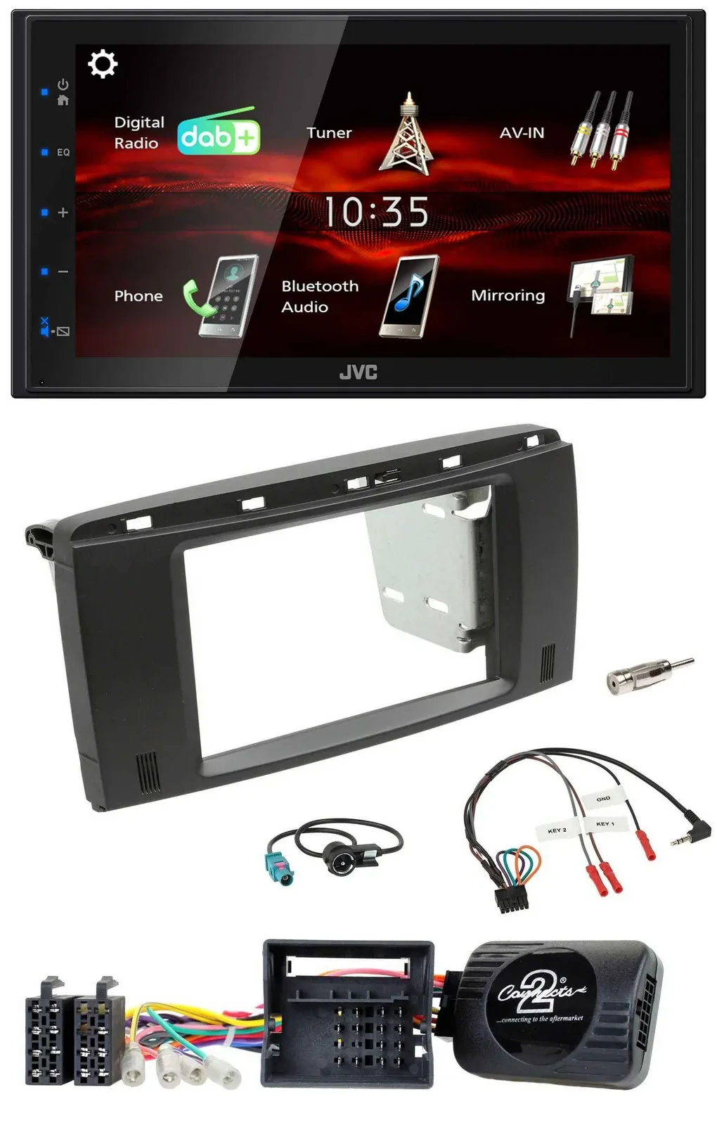 JVC USB Bluetooth Lenkrad DAB 2DIN Autoradio für Mercedes R-Klasse 2006-2012