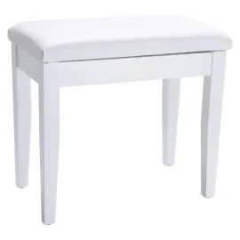 Roland Piano Bench with Cushioned Seat and Storage Compartment, Satin White
