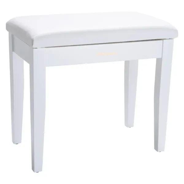 Roland Piano Bench with Cushioned Seat and Storage Compartment, Satin White