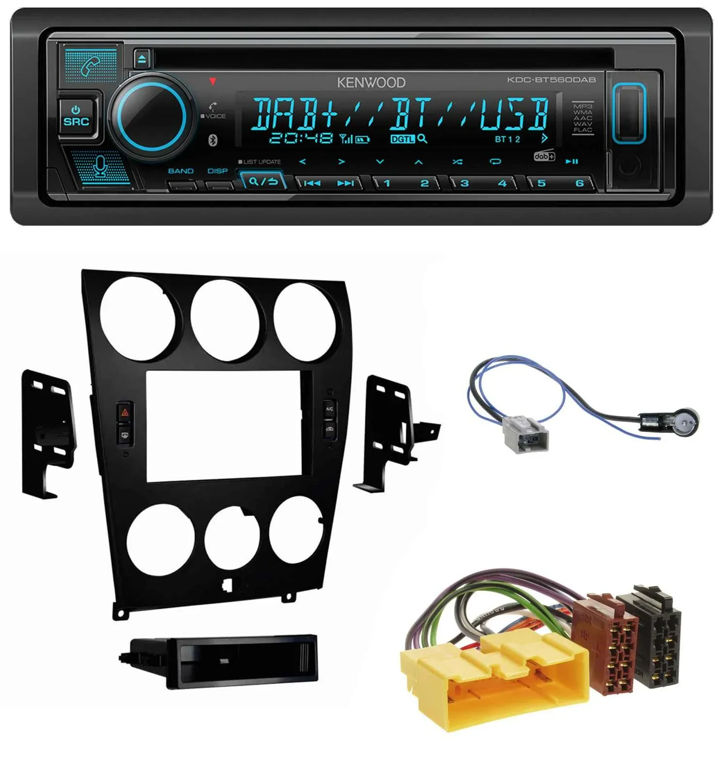 Автомагнитола Kenwood Bluetooth DAB CD MP3 USB для Mazda 6 (2006–2008)
