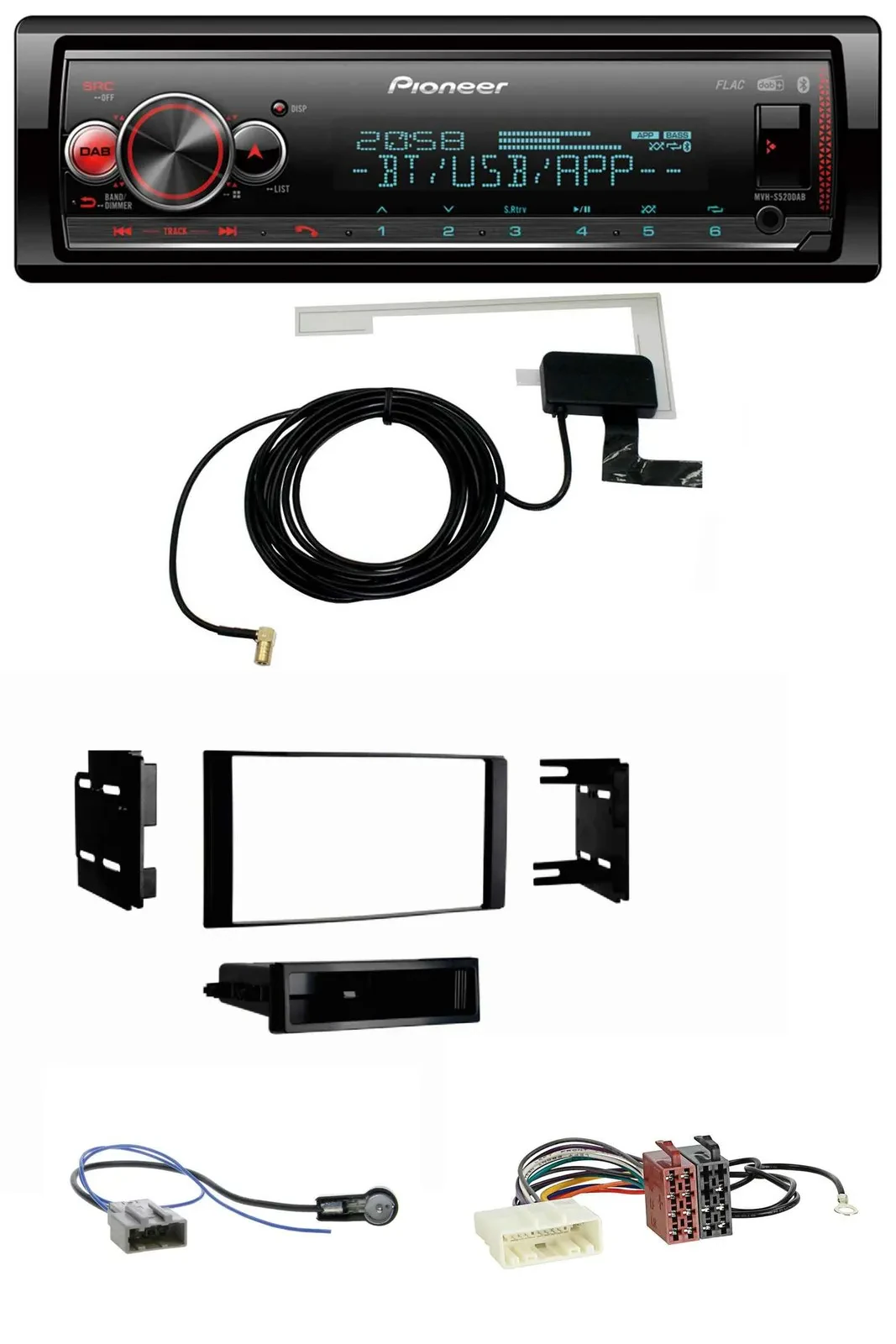 Pioneer Bluetooth DAB USB MP3 Autoradio für Nissan Micra 2013-2017 schwarz matt