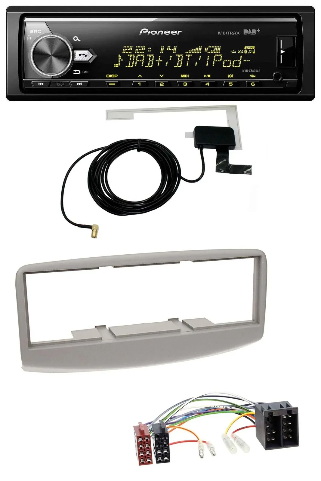 Автомагнитола Pioneer для Fiat Multipla (186) 1999–2010, Bluetooth, DAB, USB, MP3, серый