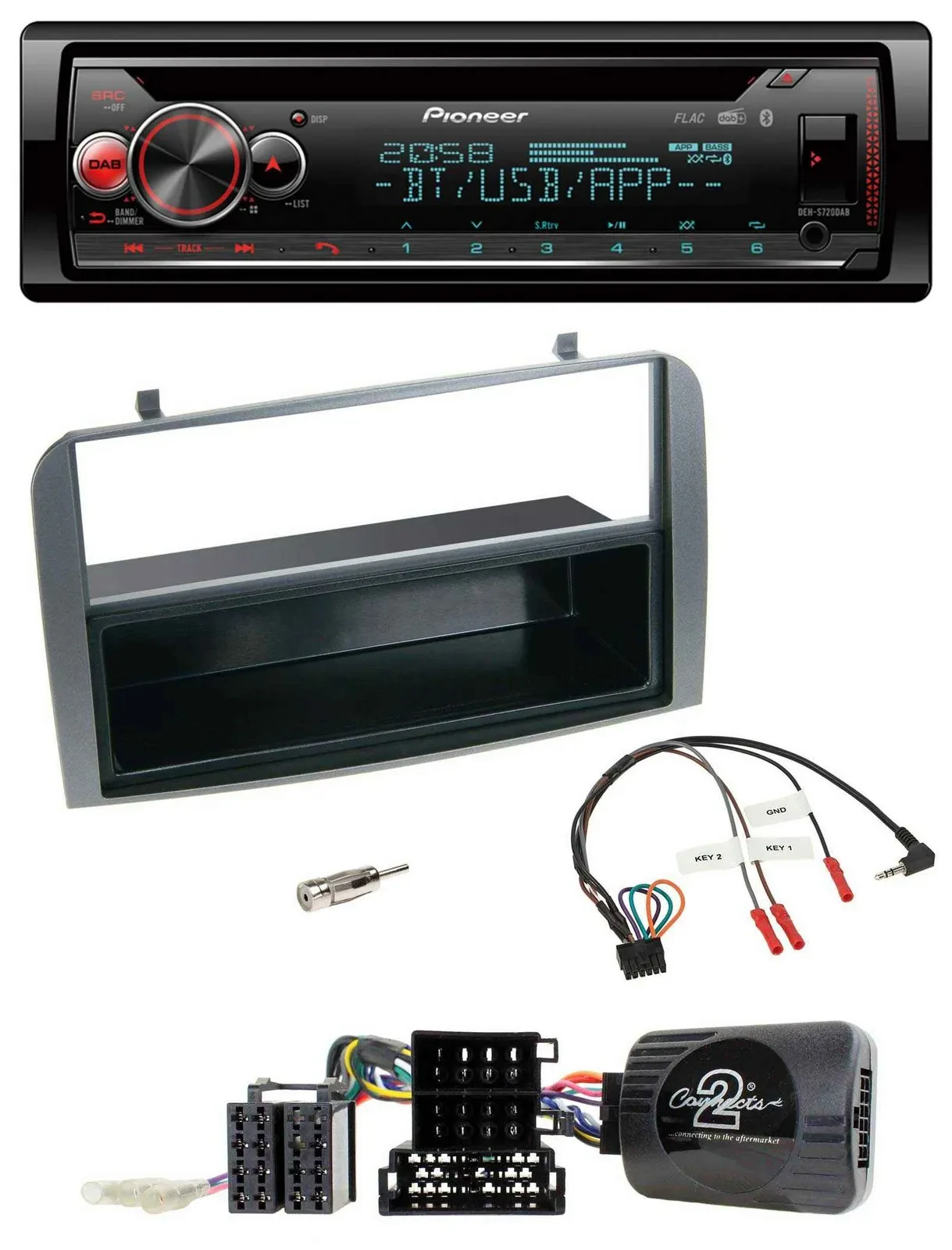 Pioneer Lenkrad DAB CD Bluetooth USB Autoradio für Alfa 147 GT 07-10 anthrazit A